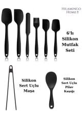 8'li Mutfak Gereçleri Seti; 6 Lı Servis Seti, Silikon Maşa, Silikon Pilav Kaşığı