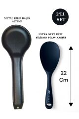 2'Li Mutfak Gereçleri Seti; 1 Adet Silikon Pilav Kaşığı+1 Adet Metal Kirli Kaşıklık