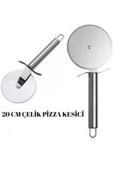 20 CM Çelik Pizza Hamur Mantı Börek Kesme Ruleti | Pratik Pizza Kesici Dilimleyici Rulet