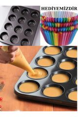 12'Li Muffin Kek Kalıbı +100 Adet Muffin Kek Kapsülü