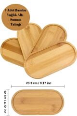 1 Adet Bambu Oval Sunum ve Servis Tepsisi - Ahşap Tepsi - Yağdanlık Altlığı-Stant