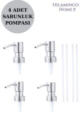 4  Adet Parlak Gümüş Renk Sabunluk Pompası