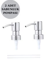 2 Adet Parlak Gümüş Renk Sabunluk Pompası