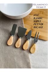 4’Lü Bambu Saplı Paslanmaz  Çelik Peynir Bıçak Seti
