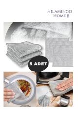 5 Adet Tel Bulaşık Bezi Çizmez Bulaşık Teli Çelik Bez 20x20  Inox Tel Bez