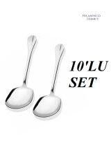 10 Adet Paslanmaz Çelik Servis , Salata,Pasta Kaşığı(21cm)