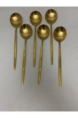 6 Adet Paslanmaz Çelik Gold  Yemek Kaşığı
