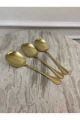 3 Adet Paslanmaz Çelik Gold Servis Kaşığı (21CM)