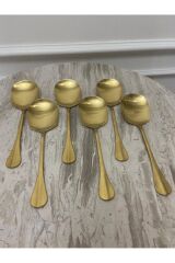 6 Adet Paslanmaz Çelik  Gold Servis Kaşık  (21CM)