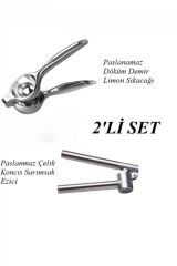 2'li Set; Ağır Çelik Lüx Limon Sıkacağı, Ağır çelik Sarımsak Ezici