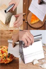 Paslanmaz Çelik Hamur Kesici, Kazıyıcı ve Porsiyonlayıcı , Ölçülü 14.5 CM Saplı Masterchef Spatula