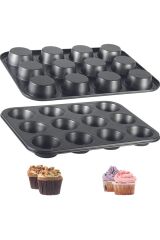 12'li Muffin Kalıbı Cupcake Kapsülü Fırın Mini Kek Browni Kek Kabı Yanmaz Yapışmaz