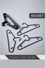100 Adet Slim Hanger Elbise Kıyafet Giysi Askısı Siyah
