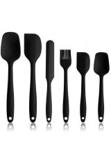 6 Parça Siyah Renk Isıya Dayanıklı Yanmaz Yapışmaz Silikon Spatula Seti