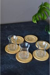 6 Lı Bambu Yuvarlak Çay Tabağı