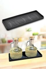 Silikon Yağdanlık Yağlık Standı Altlık ,Organizer Sunumluk ,Sabunluk Altlığı , 26x10 Cm SİYAH