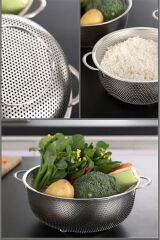 23 Cm Metal Süzgeç, Yemek Süzgeci, Makarna Süzgeci, Metal Delikli Süzgeç