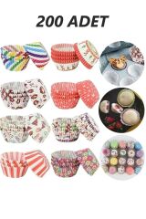 200 Adet Desenli Kağıt Muffın Cupcake Kalıbı Renkli Kek Kapsülü Kağıt