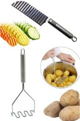 Şekilli Patates Bıçağı + Metal Patates Ezici
