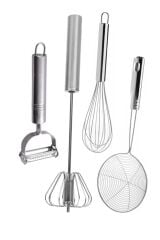 Metal Yağ Kevgiri Bas Çek Çırpıcı Julyen Sebze Soyacağı Tel Çırpıcı Set