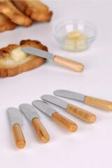 Bambu Saplı Tereyağı Reçel Çikolata Bıçağı Mini Spatula 6 Adet